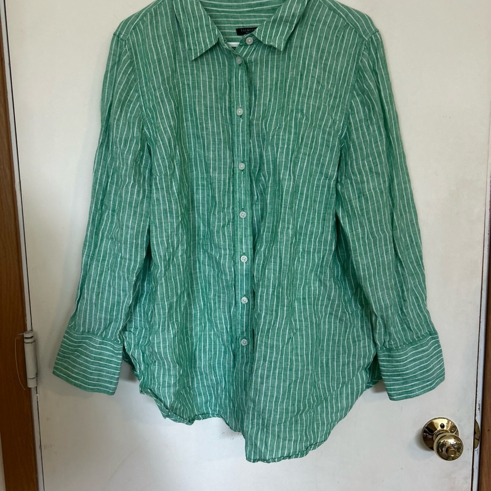Talbots 100% Linen Button-Down Xl-P - image 3